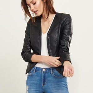 Faux Open Leather Jacket Black Dynamite Small